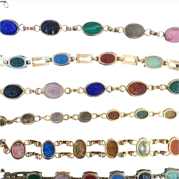 Vintage Jewelry Multi-Color Scarab Bracelet Set Lot Bundle Egypt Bugs Luck - Picture 16 of 17
